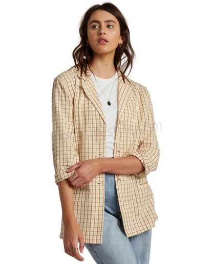 Safari Check Blazer Jacket - Blazer pour Femme Pas cher - -0